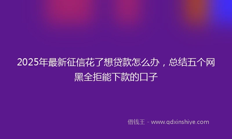 2025年最新征信花了想贷款怎么办，总结五个网黑全拒能下款的口子