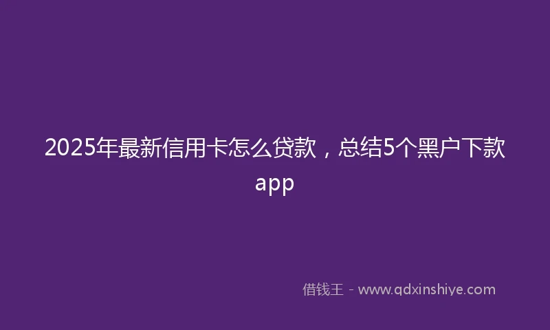 2025年最新信用卡怎么贷款，总结5个黑户下款app