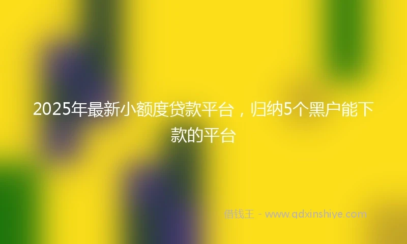 2025年最新小额度贷款平台，归纳5个黑户能下款的平台
