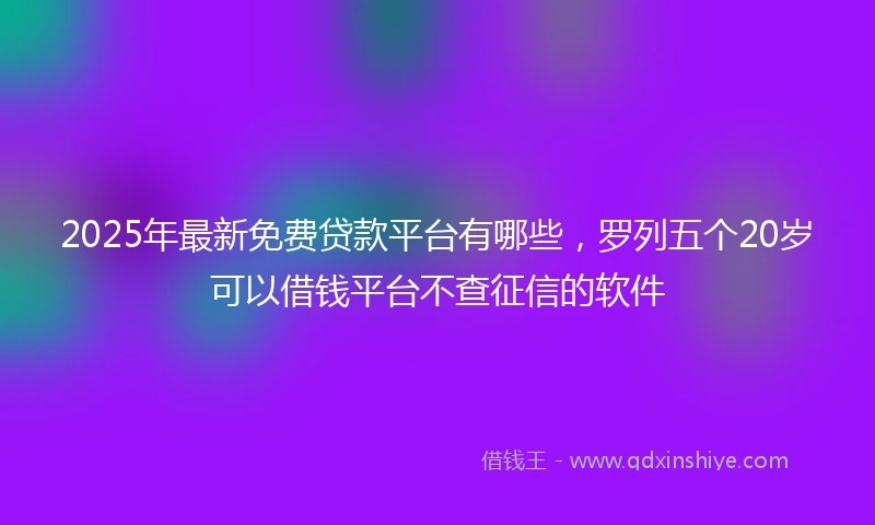 2025年最新免费贷款平台有哪些，罗列五个20岁可以借钱平台不查征信的软件