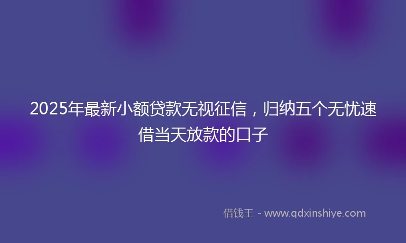 2025年最新小额贷款无视征信，归纳五个无忧速借当天放款的口子