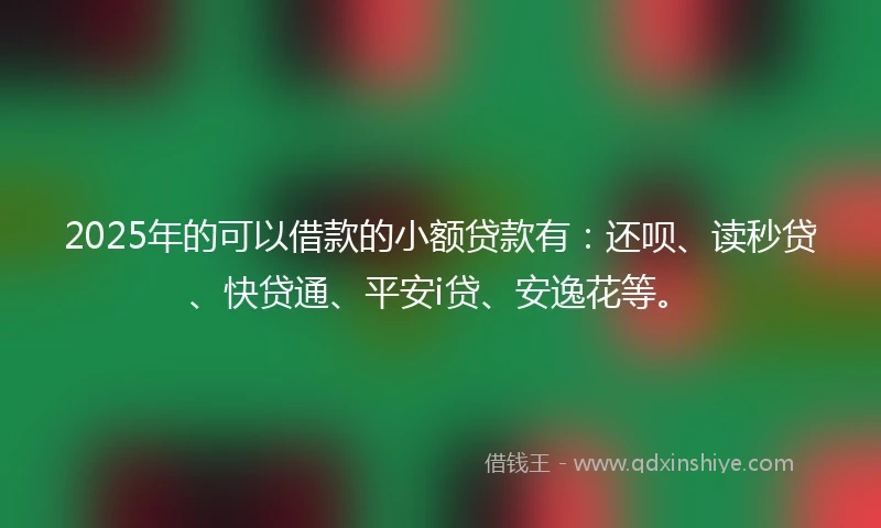 2025年的可以借款的小额贷款有：还呗、读秒贷、快贷通、平安i贷、安逸花等。