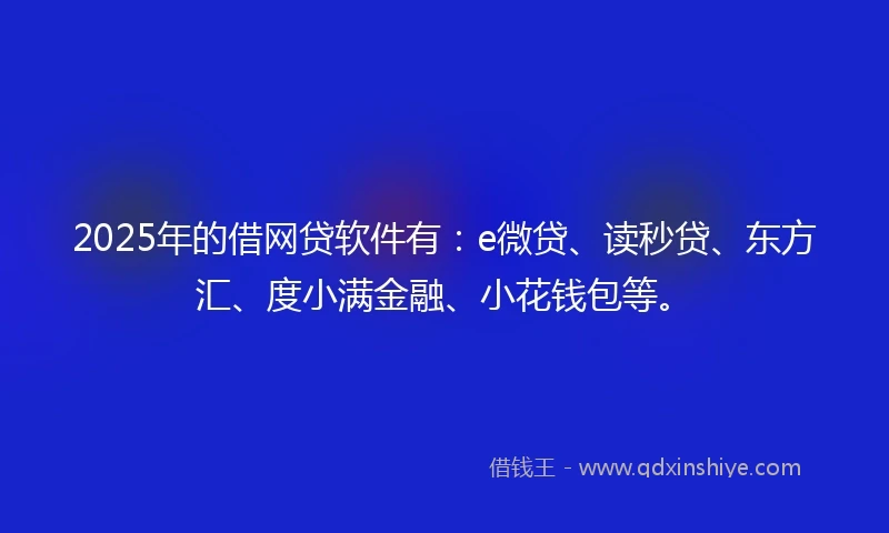 2025年的借网贷软件有：e微贷、读秒贷、东方汇、度小满金融、小花钱包等。