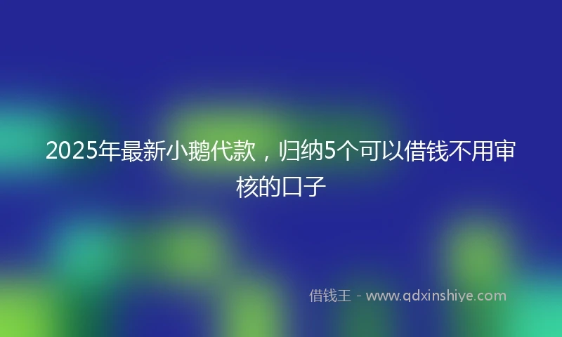 2025年最新小鹅代款，归纳5个可以借钱不用审核的口子