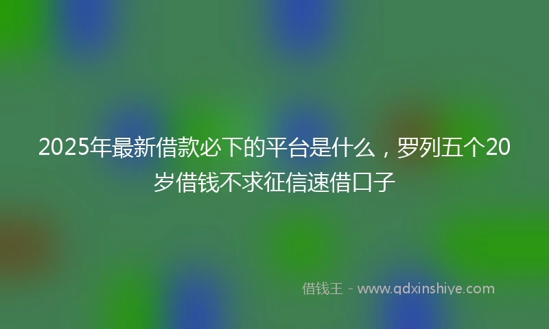 2025年最新借款必下的平台是什么，罗列五个20岁借钱不求征信速借口子