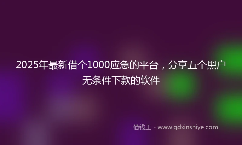 2025年最新借个1000应急的平台，分享五个黑户无条件下款的软件