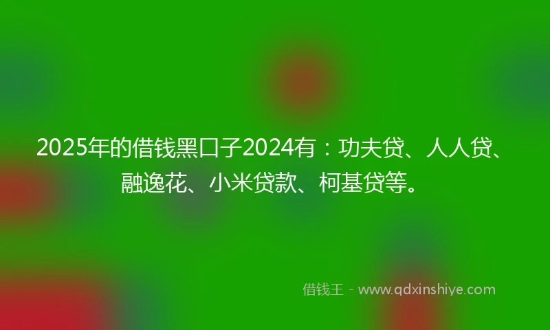 2025年的借钱黑口子2024有：功夫贷、人人贷、融逸花、小米贷款、柯基贷等。