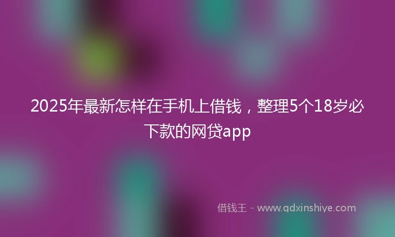 2025年最新怎样在手机上借钱，整理5个18岁必下款的网贷app