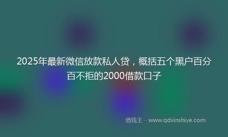 2025年最新微信放款私人贷，概括五个黑户百分百不拒的2000借款口子