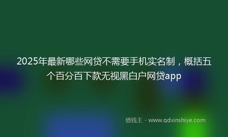 2025年最新哪些网贷不需要手机实名制，概括五个百分百下款无视黑白户网贷app