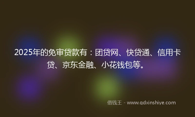 2025年的免审贷款有：团贷网、快贷通、信用卡贷、京东金融、小花钱包等。