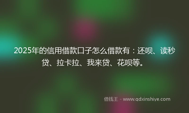 2025年的信用借款口子怎么借款有：还呗、读秒贷、拉卡拉、我来贷、花呗等。