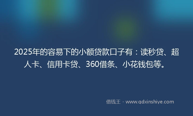 2025年的容易下的小额贷款口子有：读秒贷、超人卡、信用卡贷、360借条、小花钱包等。