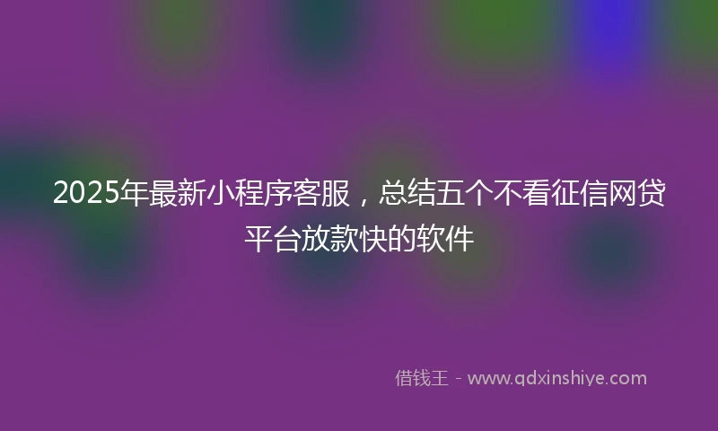 2025年最新小程序客服，总结五个不看征信网贷平台放款快的软件