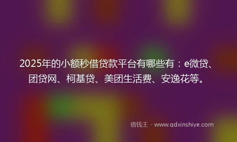 2025年的小额秒借贷款平台有哪些有：e微贷、团贷网、柯基贷、美团生活费、安逸花等。
