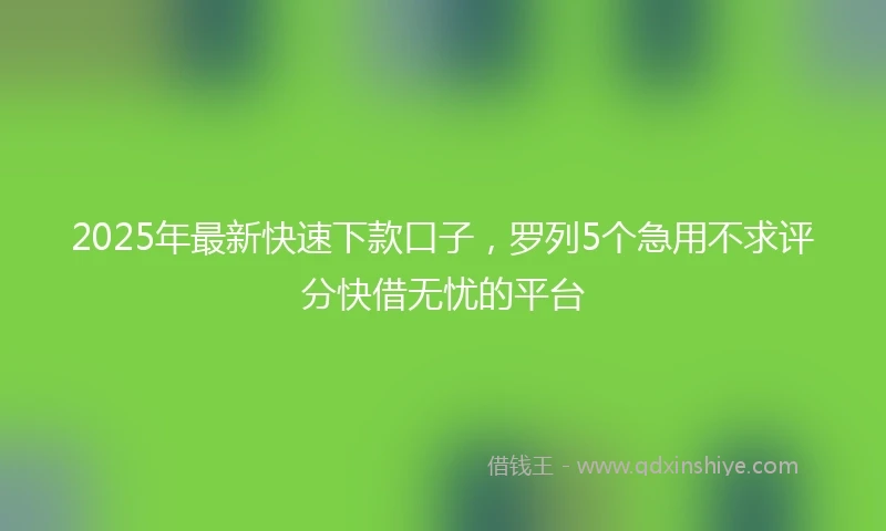 2025年最新快速下款口子，罗列5个急用不求评分快借无忧的平台