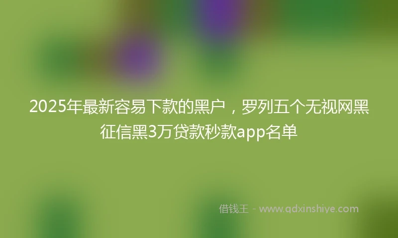 2025年最新容易下款的黑户，罗列五个无视网黑征信黑3万贷款秒款app名单