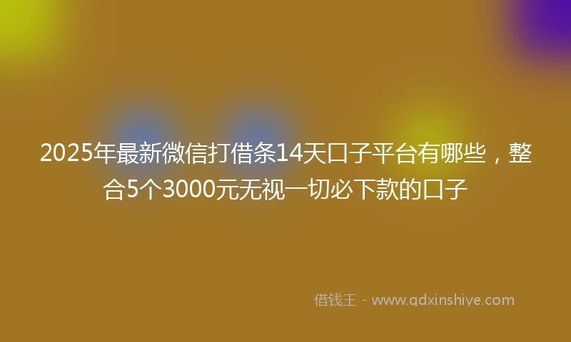 2025年最新微信打借条14天口子平台有哪些，整合5个3000元无视一切必下款的口子