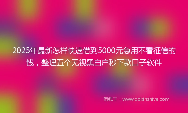 2025年最新怎样快速借到5000元急用不看征信的钱，整理五个无视黑白户秒下款口子软件