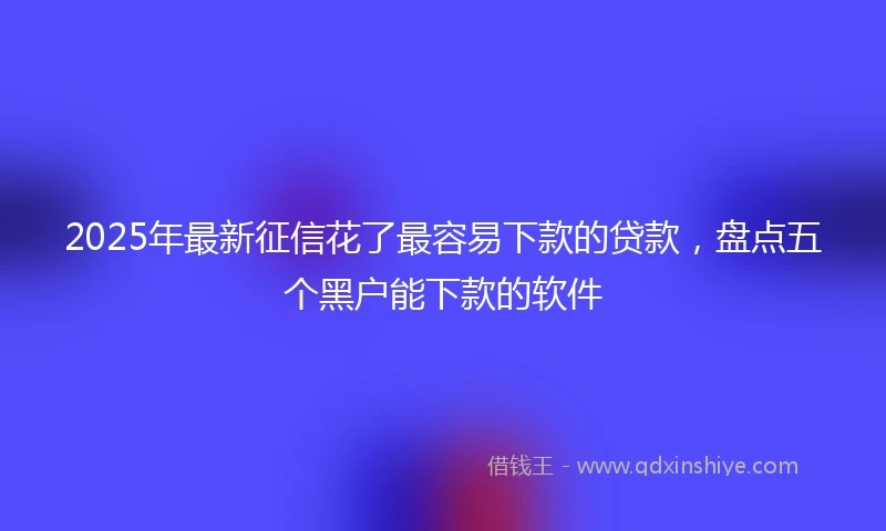 2025年最新征信花了最容易下款的贷款，盘点五个黑户能下款的软件