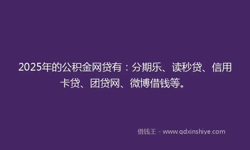 2025年的公积金网贷有：分期乐、读秒贷、信用卡贷、团贷网、微博借钱等。
