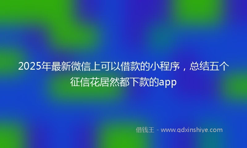 2025年最新微信上可以借款的小程序，总结五个征信花居然都下款的app