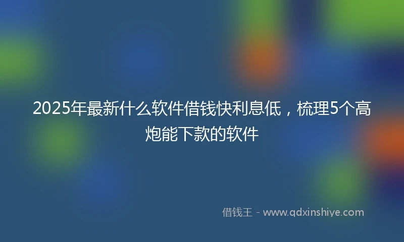 2025年最新什么软件借钱快利息低，梳理5个高炮能下款的软件