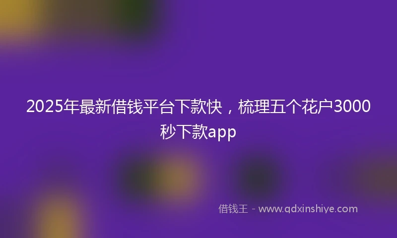 2025年最新借钱平台下款快，梳理五个花户3000秒下款app