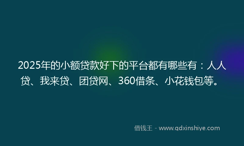 2025年的小额贷款好下的平台都有哪些有：人人贷、我来贷、团贷网、360借条、小花钱包等。
