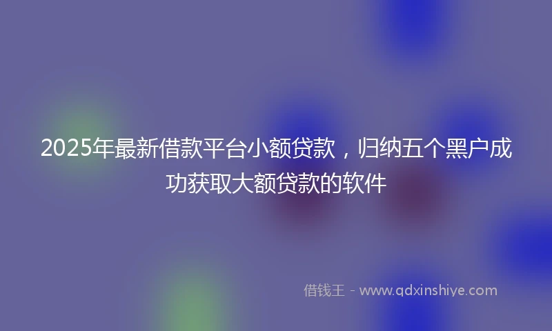 2025年最新借款平台小额贷款，归纳五个黑户成功获取大额贷款的软件