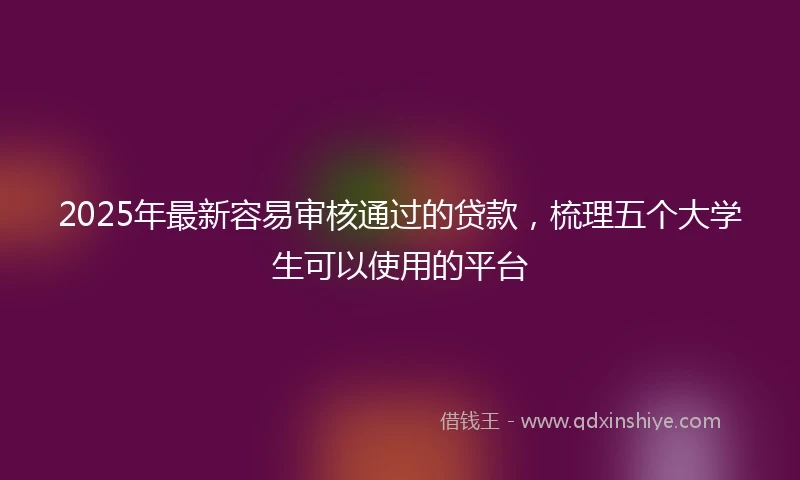 2025年最新容易审核通过的贷款，梳理五个大学生可以使用的平台
