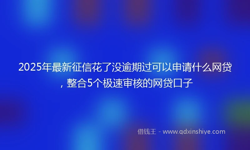 2025年最新征信花了没逾期过可以申请什么网贷，整合5个极速审核的网贷口子