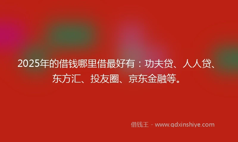 2025年的借钱哪里借最好有：功夫贷、人人贷、东方汇、投友圈、京东金融等。