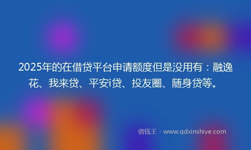 2025年的在借贷平台申请额度但是没用有：融逸花、我来贷、平安i贷、投友圈、随身贷等。