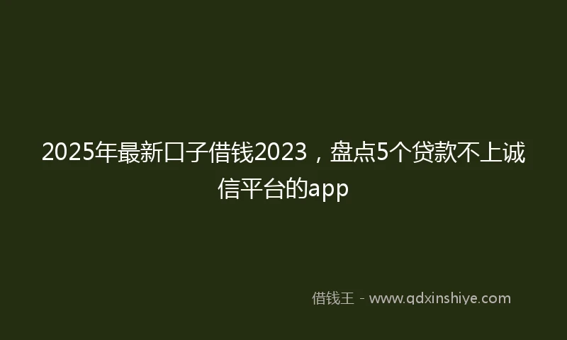 2025年最新口子借钱2023，盘点5个贷款不上诚信平台的app