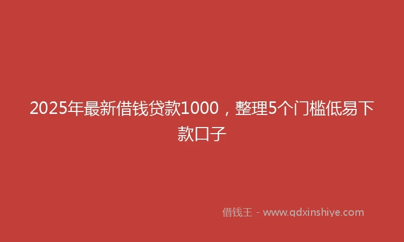 2025年最新借钱贷款1000，整理5个门槛低易下款口子