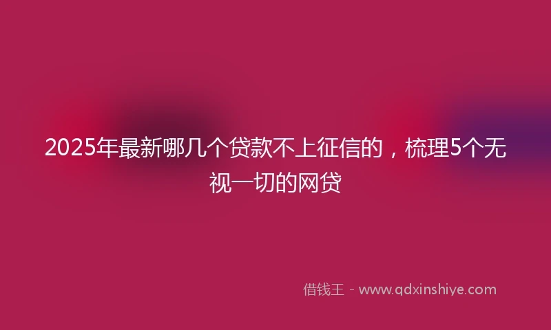 2025年最新哪几个贷款不上征信的，梳理5个无视一切的网贷