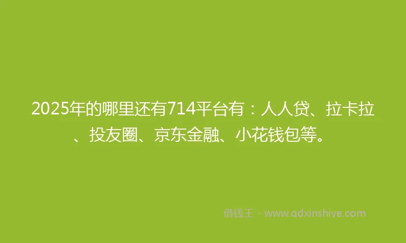 2025年的哪里还有714平台有：人人贷、拉卡拉、投友圈、京东金融、小花钱包等。