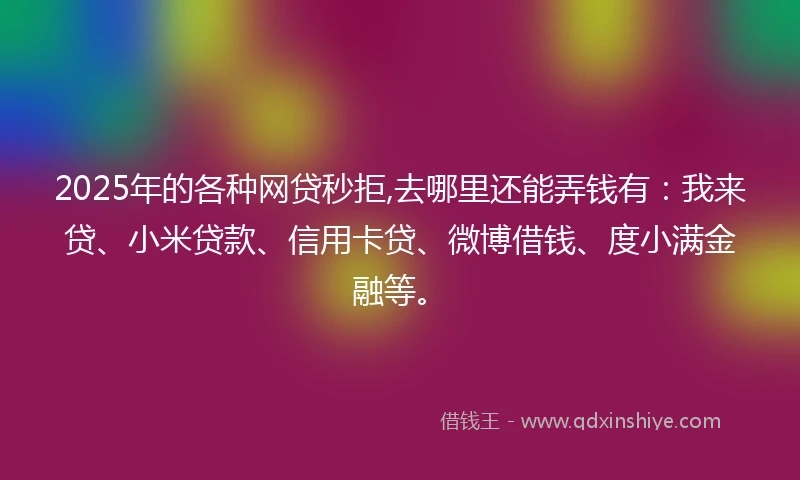 2025年的各种网贷秒拒,去哪里还能弄钱有：我来贷、小米贷款、信用卡贷、微博借钱、度小满金融等。