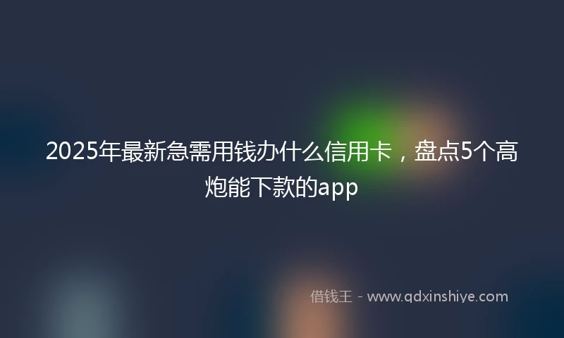 2025年最新急需用钱办什么信用卡，盘点5个高炮能下款的app