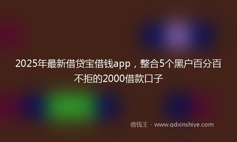 2025年最新借贷宝借钱app，整合5个黑户百分百不拒的2000借款口子