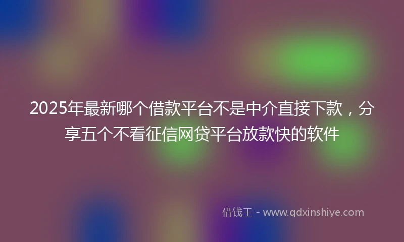 2025年最新哪个借款平台不是中介直接下款，分享五个不看征信网贷平台放款快的软件