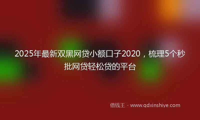 2025年最新双黑网贷小额口子2020，梳理5个秒批网贷轻松贷的平台