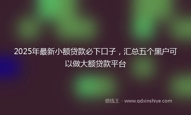 2025年最新小额贷款必下口子，汇总五个黑户可以做大额贷款平台