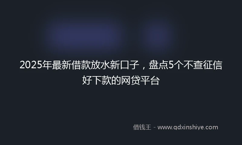 2025年最新借款放水新口子，盘点5个不查征信好下款的网贷平台