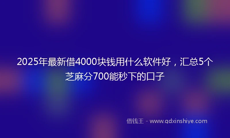 2025年最新借4000块钱用什么软件好，汇总5个芝麻分700能秒下的口子