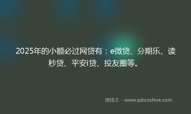 2025年的小额必过网贷有：e微贷、分期乐、读秒贷、平安i贷、投友圈等。