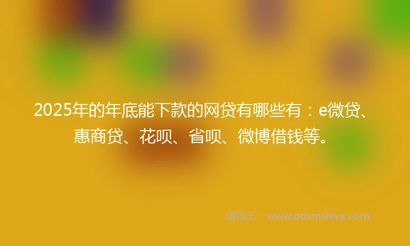2025年的年底能下款的网贷有哪些有：e微贷、惠商贷、花呗、省呗、微博借钱等。
