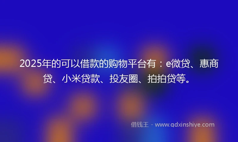 2025年的可以借款的购物平台有：e微贷、惠商贷、小米贷款、投友圈、拍拍贷等。