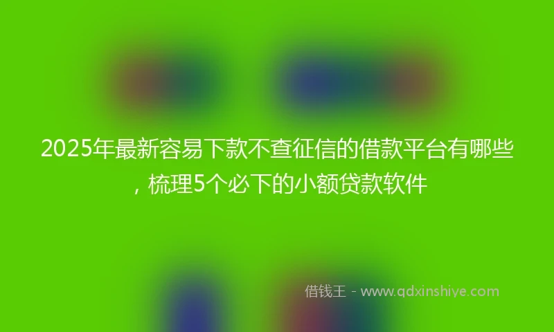 2025年最新容易下款不查征信的借款平台有哪些，梳理5个必下的小额贷款软件